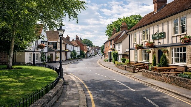 Scenic street view in Old Harlow